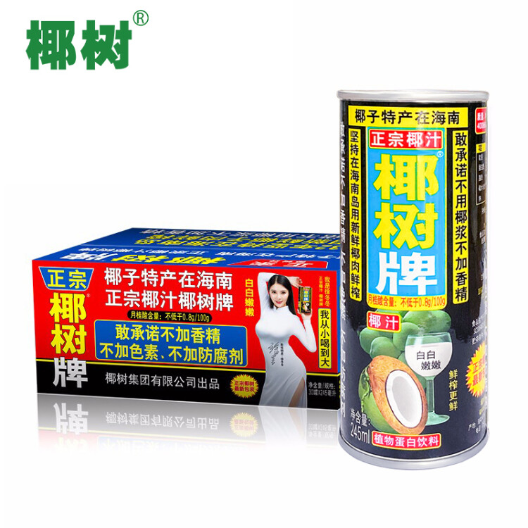 椰树牌正宗 椰子汁  245ml*24罐整箱装  植物蛋白饮料 菜管家商品