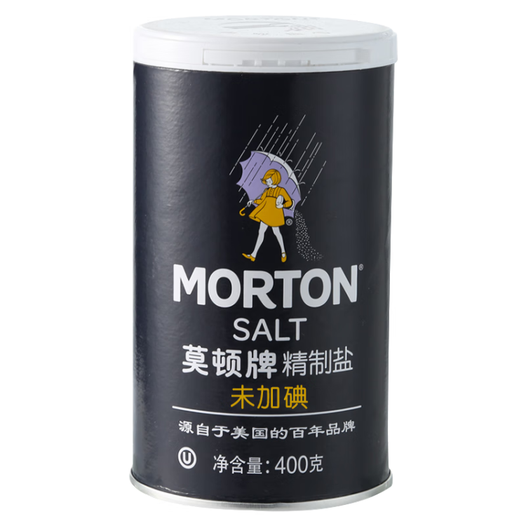 莫顿（MORTON）盐  无碘精制盐（未加碘） 无碘食盐 400g 光明服务菜管家商品 