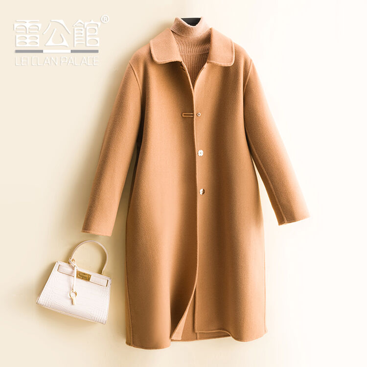雷公馆 毛呢大衣女2021秋冬新品毛呢外套呢子大衣宽松显瘦羊毛双面呢中长款 金驼色 L【图片 价格 品牌 评论】-京东