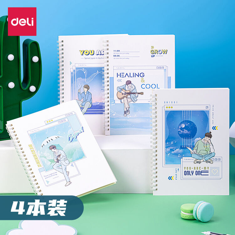 得力 Deli 王源限定记忆螺旋本笔记本子学生记事本日记本联名款卡通线圈本软抄本a5 60页限定记忆 4本装 图片价格品牌评论 京东