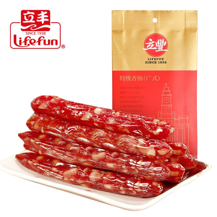 立丰lifefun/ 中华老字号 特级腊肠( 8分瘦)广式香肠熟食腊味250g 光明服务菜管家商品 