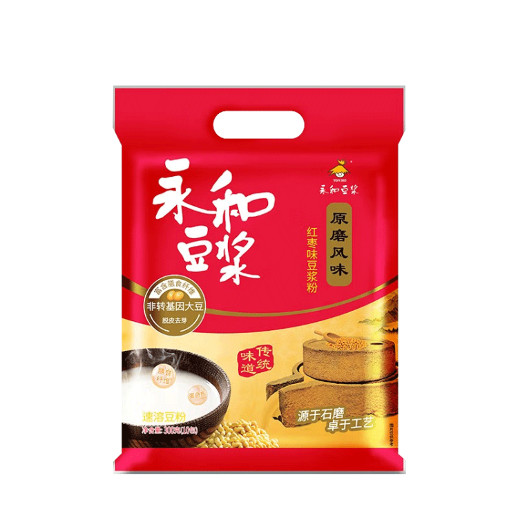 永和豆?jié){紅棗豆?jié){粉300g 30g*10小包 高膳食纖維 黑芝麻燕麥片搭檔早餐 菜管家商品