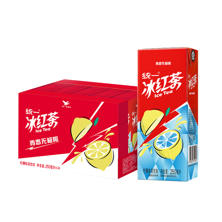统一 冰红茶（柠檬味红茶饮料） 250ml*24/箱 整箱装  光明服务菜管家商品 