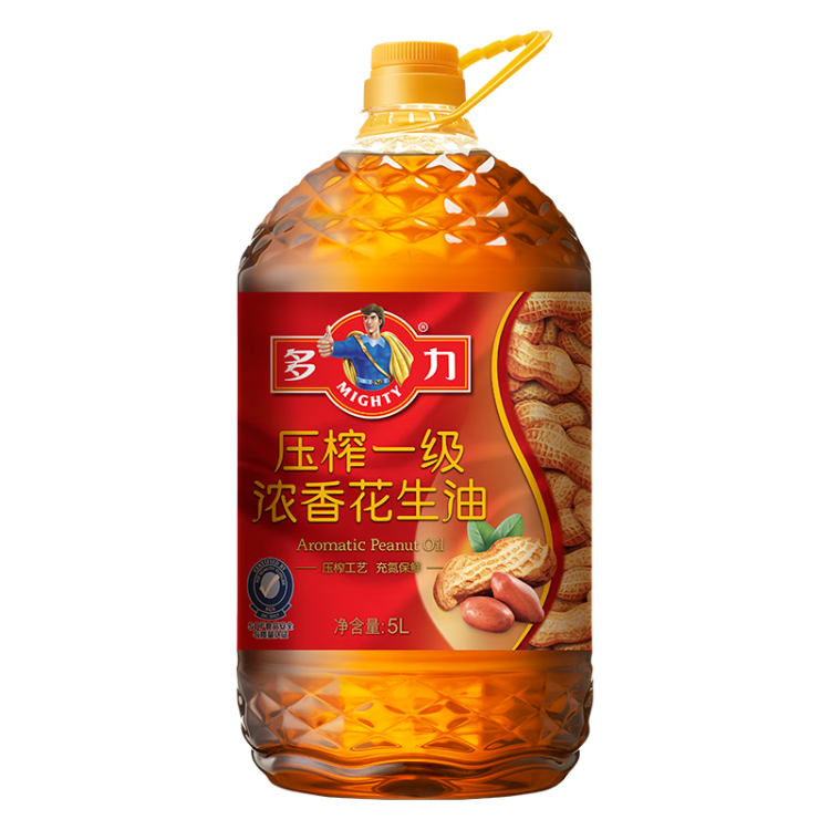 多力【張若昀同款】壓榨一級(jí)濃香花生油5L 食用油 光明服務(wù)菜管家商品