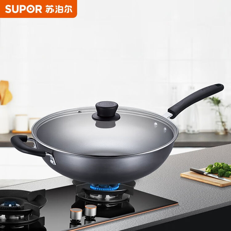 苏泊尔(supor)真不锈健康炒锅铁锅34cm炒菜锅fc34t12【图片 价格 品牌