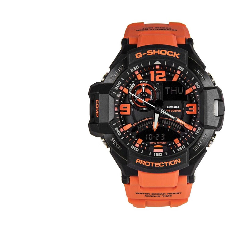 卡西欧(casio)手表 g-shock系列多功能运动防水防震男士电子表 黑橙ga