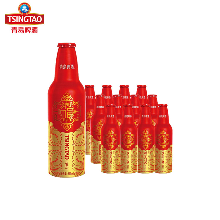 青島啤酒（TsingTao）喜慶 鴻運當頭禮盒355ml*12瓶 常規(guī)版/蛇年生肖版混發(fā) 光明服務(wù)菜管家商品