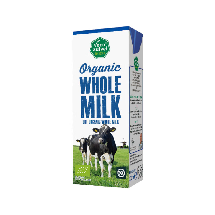 乐荷（vecozuivel）荷兰进口 有机全脂纯牛奶200ml*24盒 3.7g优蛋白 三重有机认证 光明服务菜管家商品 