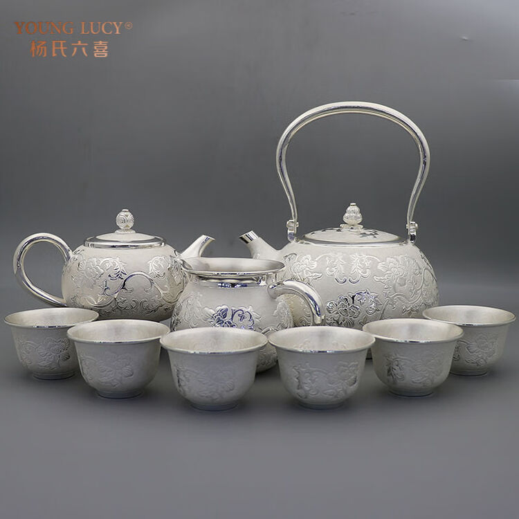 杨氏六喜纯银茶具套装家居茶室足银999兰花藤禅之莲烧水壶泡茶壶茶杯礼品 禅之莲 九件套约1425克足银999配质检证书 图片价格品牌评论 京东