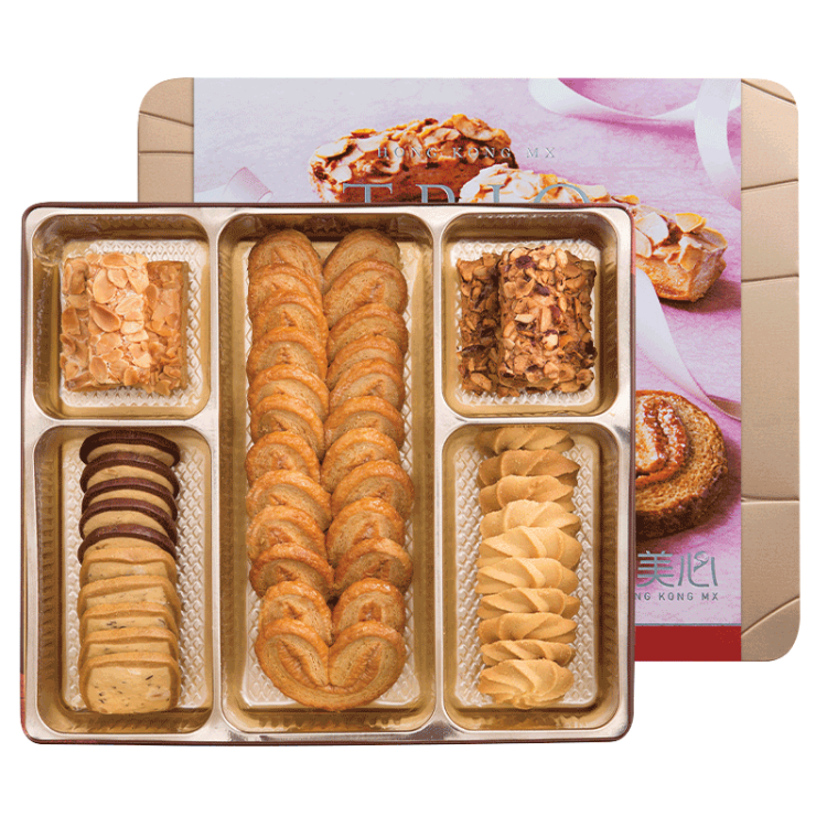 美心（Meixin）三重奏曲奇餅干禮盒裝 331g 中國香港進口