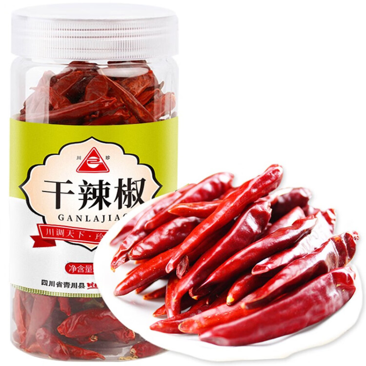 川珍 朝天干辣椒100g罐裝 香辣紅辣椒干貨燉鹵料火鍋底料干鍋調(diào)料炒菜 菜管家商品