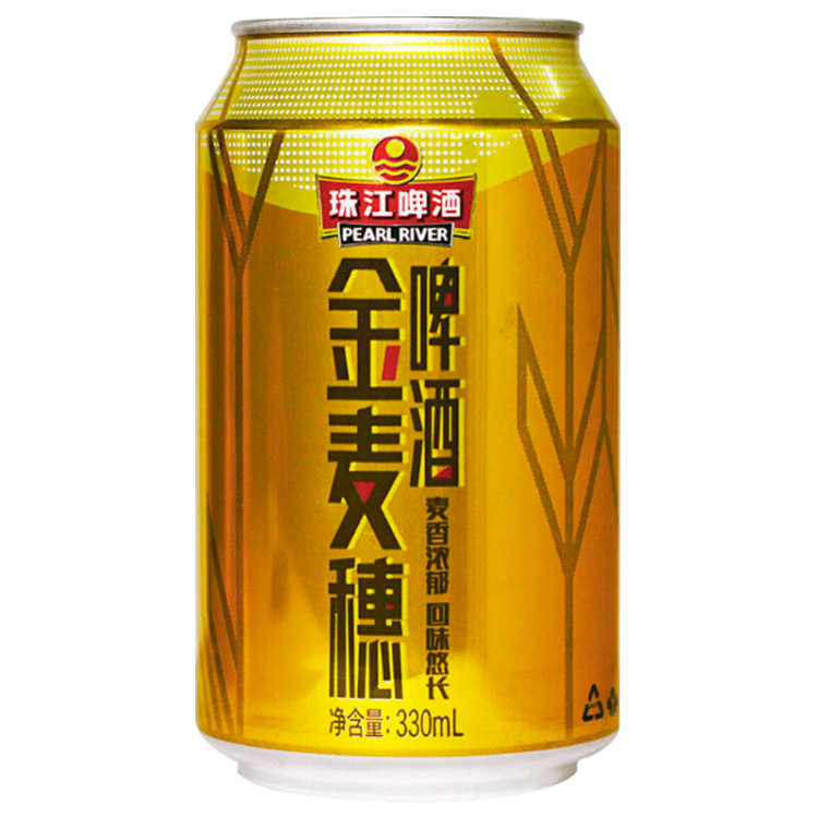 珠江啤酒（PEARL RIVER）10度 珠江金麦穗啤酒 330ml*24听 整箱装 年货送礼 光明服务菜管家商品