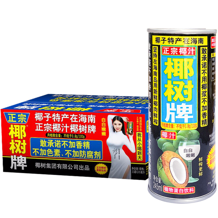 椰树牌正宗 椰子汁  245ml*24罐整箱装  植物蛋白饮料 菜管家商品