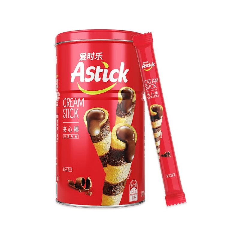 爱时乐（Astick） 巧克力味夹心棒(注心饼干）330g罐装 威化出游囤货(包装随机发） 光明服务菜管家商品 