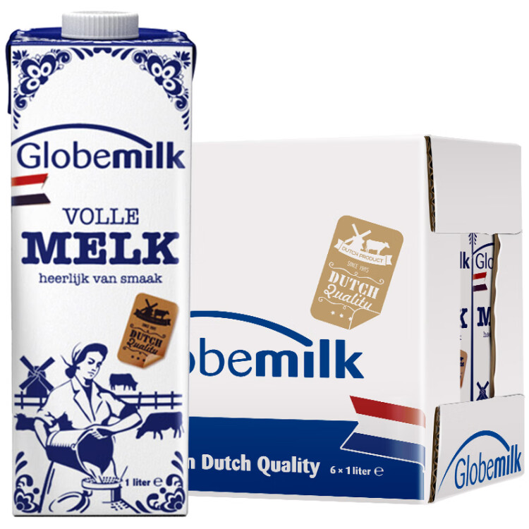 荷高（Globemilk）荷兰原装进口 3.7g优乳蛋白全脂纯牛奶 1L*6 营养高钙早餐奶 光明服务菜管家商品 
