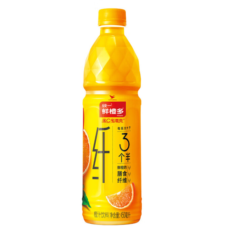 统一 鲜橙多 450ml*15瓶 整箱装 橙汁饮料（新老包装随机发货） 光明服务菜管家商品 
