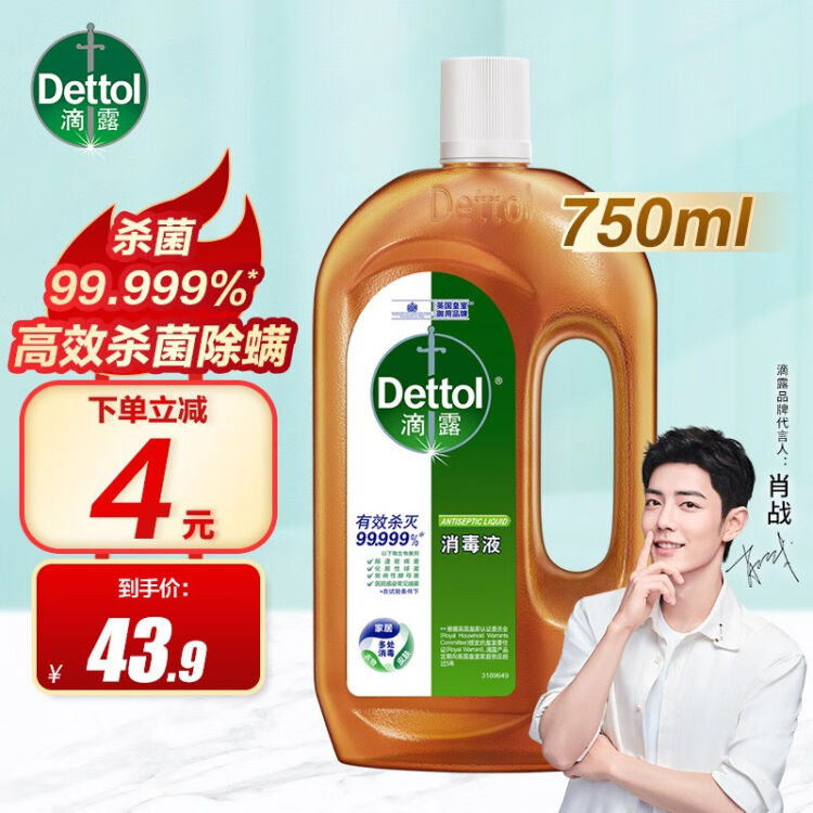 滴露 Dettol 消毒液750ml衣物除菌液家用室内杀菌除螨儿童衣服玩具伤口地板马桶宠物消毒消毒液750ml 1瓶 图片价格品牌评论 京东