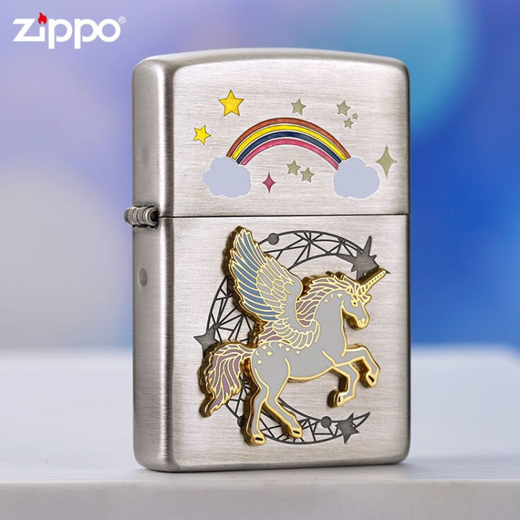 ZiPPO 之宝（Zippo）打火机正版官方贴章星空独角兽以梦为马不负韶光送 