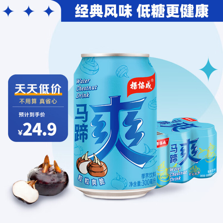 楊協成 馬蹄爽 荸薺飲料 300ml*6罐 新加坡品牌 果肉飲料 粒粒爽脆 光明服務菜管家商品