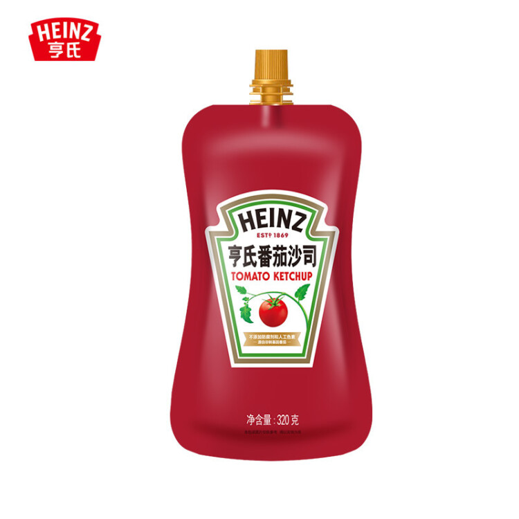 亨氏(Heinz) 番茄酱 袋装番茄沙司 意大利面薯条酱 320g 卡夫亨氏出品 光明服务菜管家商品 