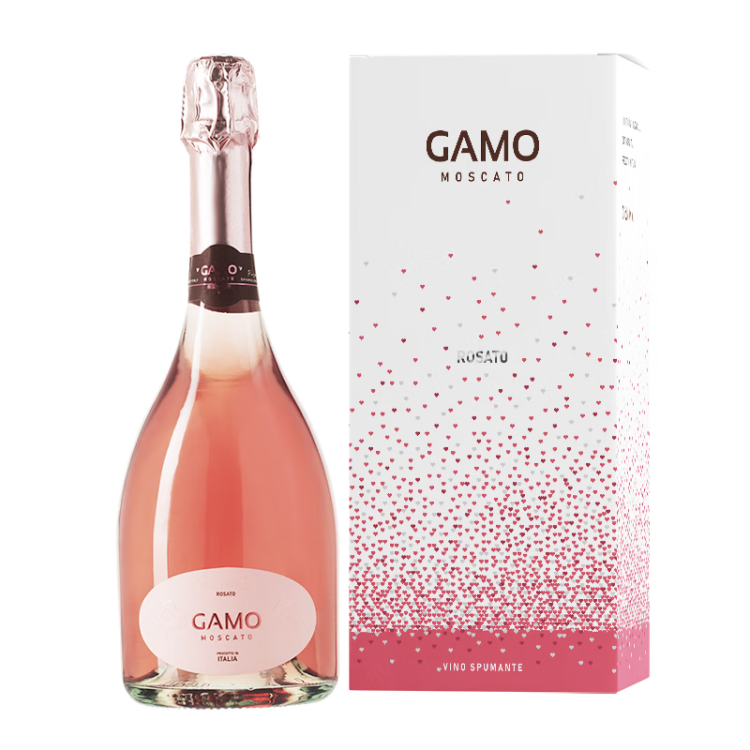 卡伯纳 意大利进口卡摩GAMO莫斯卡托桃红起泡酒气泡葡萄酒750ml无香槟杯 光明服务菜管家商品 