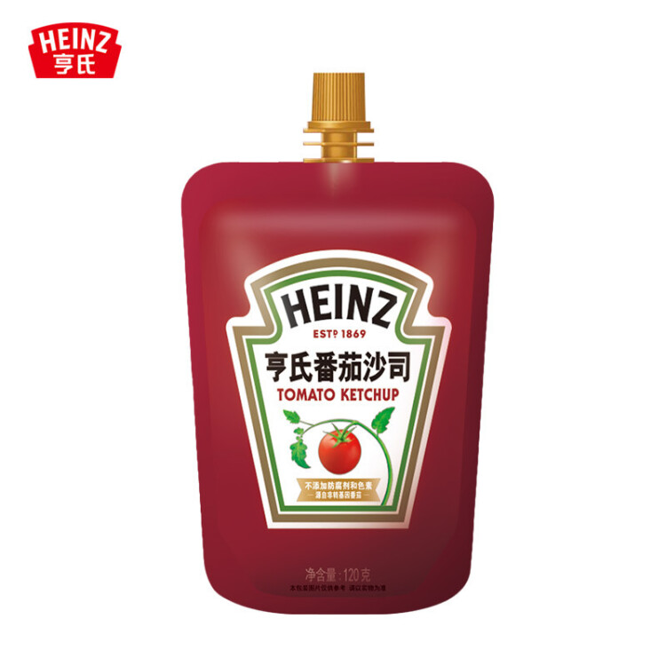 亨氏(Heinz) 番茄酱 袋装番茄沙司 手抓饼披萨意面酱 120g 卡夫亨氏出品 光明服务菜管家商品 
