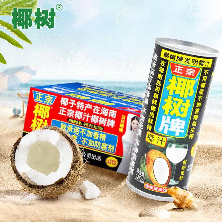 椰树牌正宗 椰子汁  245ml*24罐整箱装  植物蛋白饮料 菜管家商品