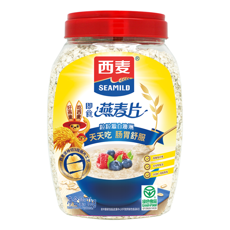 西麥即食燕麥片1000g桶營養(yǎng)早餐谷物代餐無額外添加蔗糖 光明服務(wù)菜管家商品