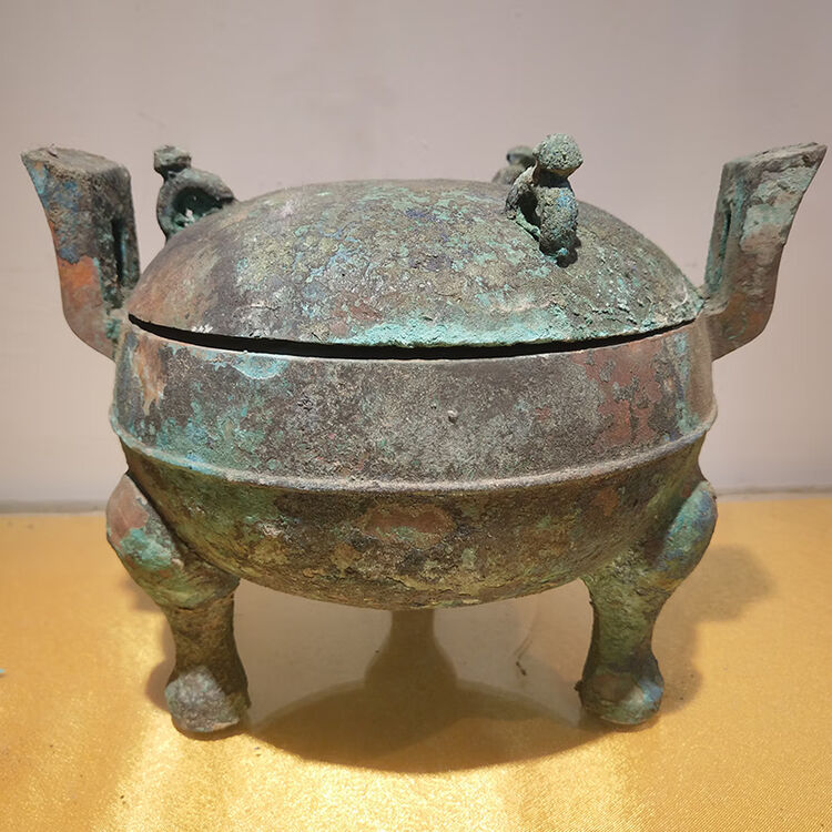 周鼎仿古青铜器汉代鼎红斑绿锈古玩爱好者收藏品摆件做旧青铜鼎古董【图片 价格 品牌 评论】-京东