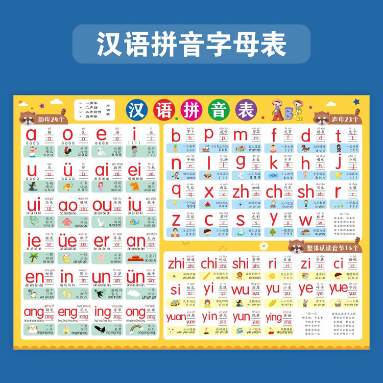 拼音表小学一年级拼音字母表语文老师推荐拼读练习暑假学习墙贴 YDE-01汉语拼音字母表【图片 价格 品牌 评论】-京东