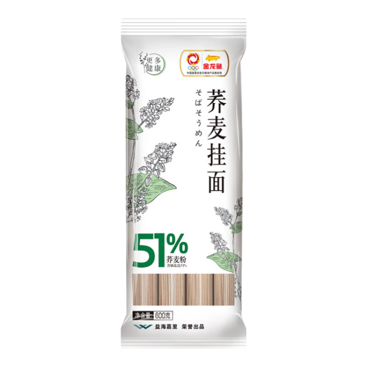 金龙鱼 面条 挂面 荞麦面 51优+荞麦挂面 600g 低脂 汤面拌面蘸面 菜管家商品 商品图