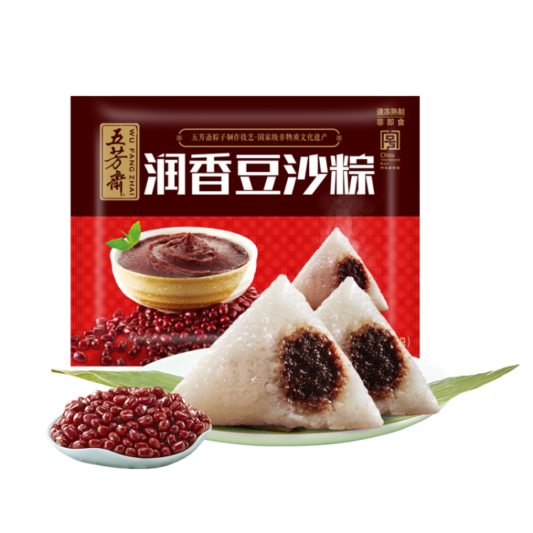 五芳齋 速凍豆沙粽 100g*5只 嘉興粽子甜粽端午粽子早餐食品 菜管家商品