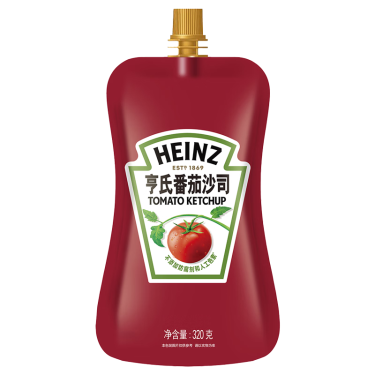 亨氏(Heinz) 番茄酱 袋装番茄沙司 意大利面薯条酱 320g 卡夫亨氏出品 光明服务菜管家商品 