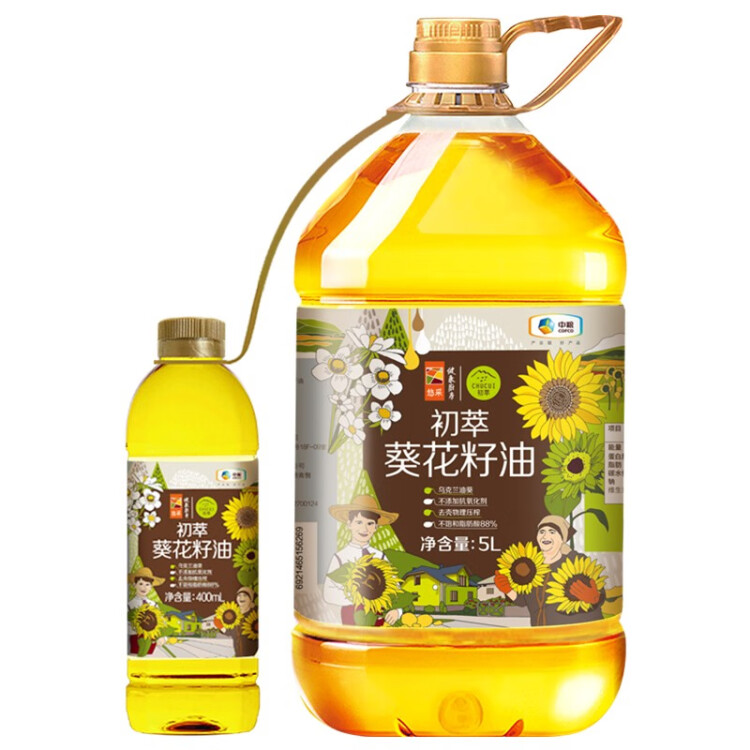 初萃 中粮葵花籽油5L+400mL 一级 物理压榨 充氮保鲜 食用油 菜管家商品 商品图
