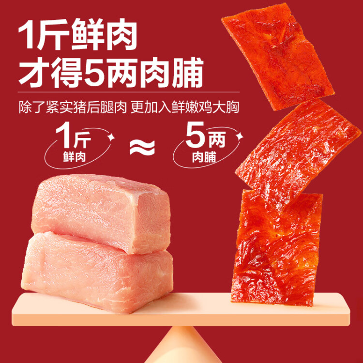 良品铺子高蛋白肉脯原味500g约27包 靖江风味 猪肉鸡肉干 解馋休闲食品 光明服务菜管家商品