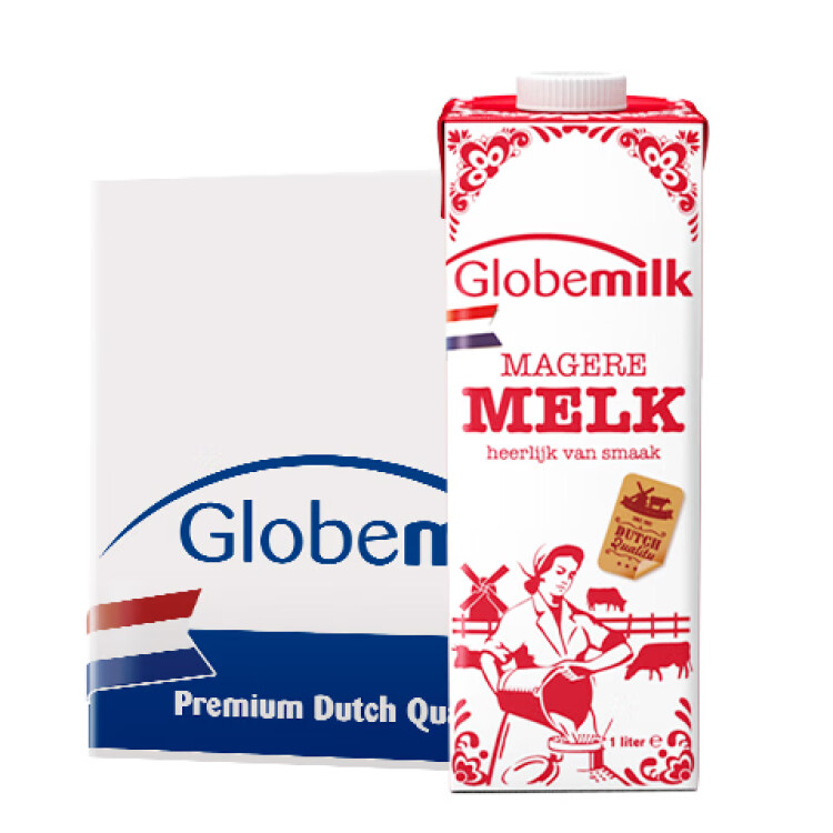 荷高（Globemilk）荷蘭原裝進(jìn)口 3.8g優(yōu)乳蛋白脫脂純牛奶 1L*6 年貨送禮 高鈣0脂肪 菜管家商品
