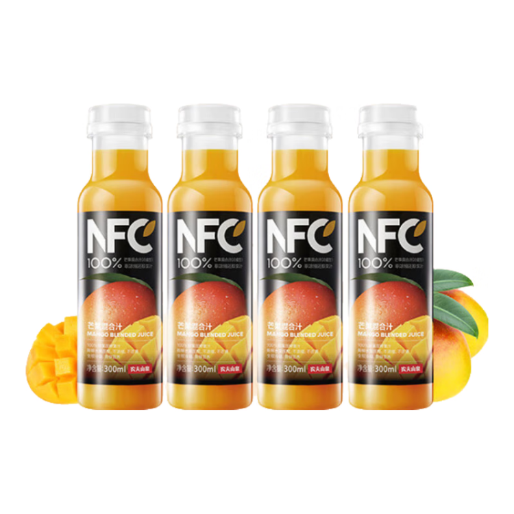 农夫山泉NFC果汁饮料（冷藏型）芒果混合汁 300ml*4瓶 菜管家商品