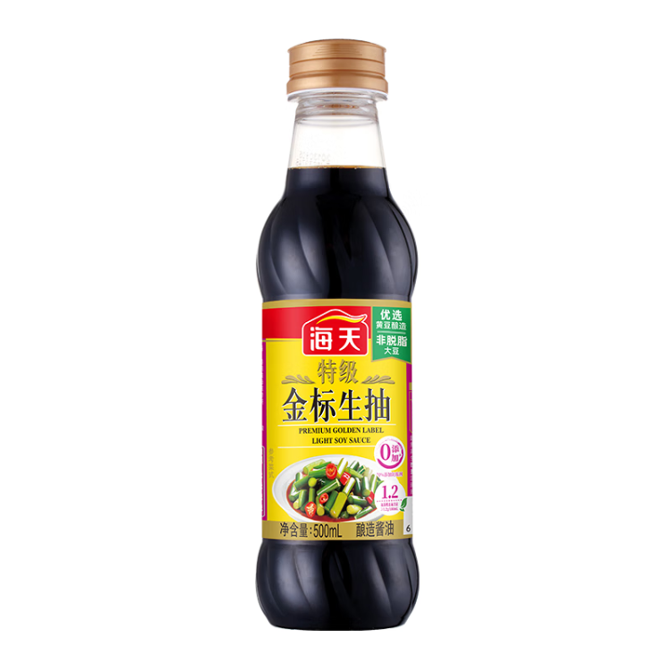 海天 金标系列 生抽酱油【特级酱油】500ml 家用调味炒菜凉拌增香 光明服务菜管家商品