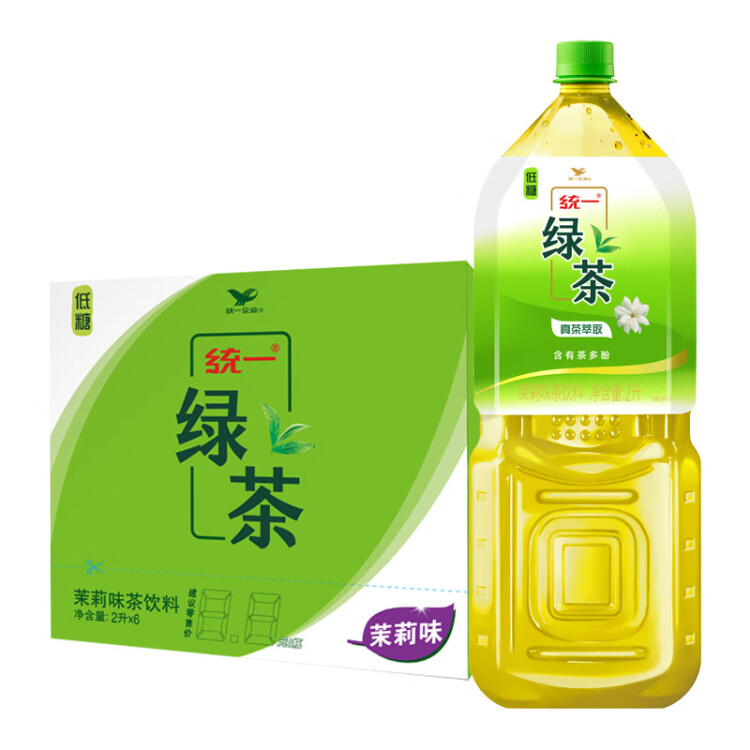 统一 绿茶 2L*6瓶 大包装 茶饮料 整箱装（新老包装随机发货） 菜管家商品