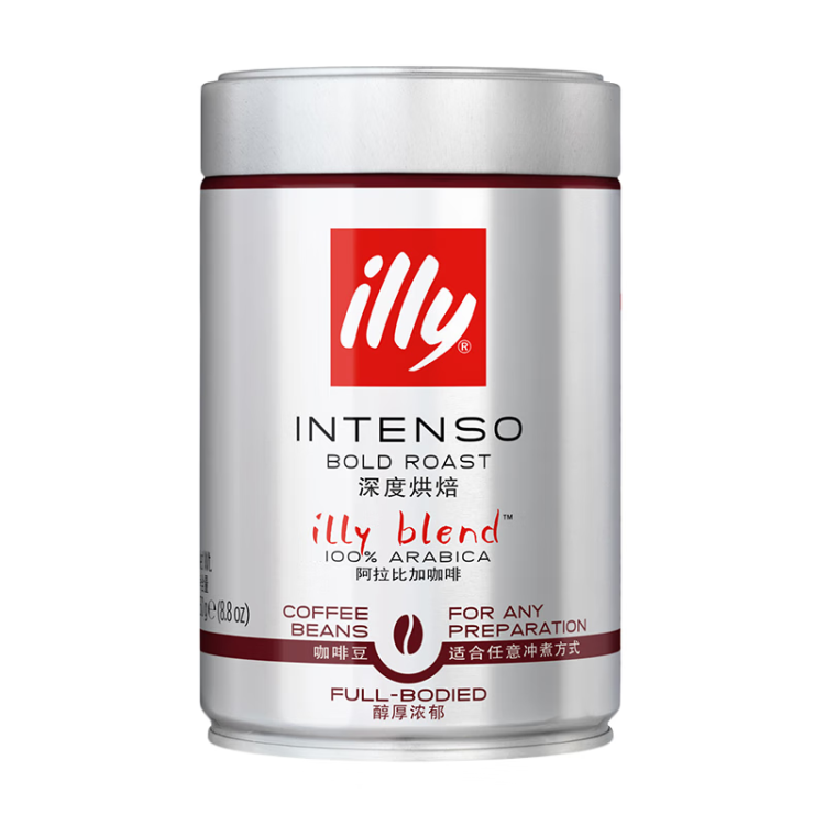 ILLY意利（illy）咖啡豆（深度烘焙）阿拉比卡意式黑咖啡罐装250g 光明服务菜管家商品