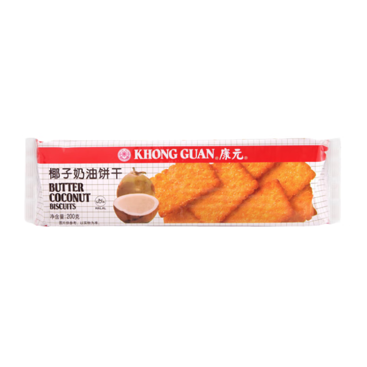 康元 椰子奶油餅干200g 兒童早餐飽腹糕點(diǎn)心下午茶休閑零食三八節(jié)女友 菜管家商品