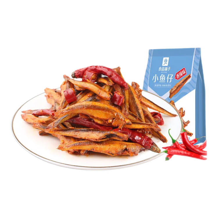 良品铺子香辣味小鱼仔120g肉类零食即食海鲜小吃小鱼仔休闲追剧零食 菜管家商品