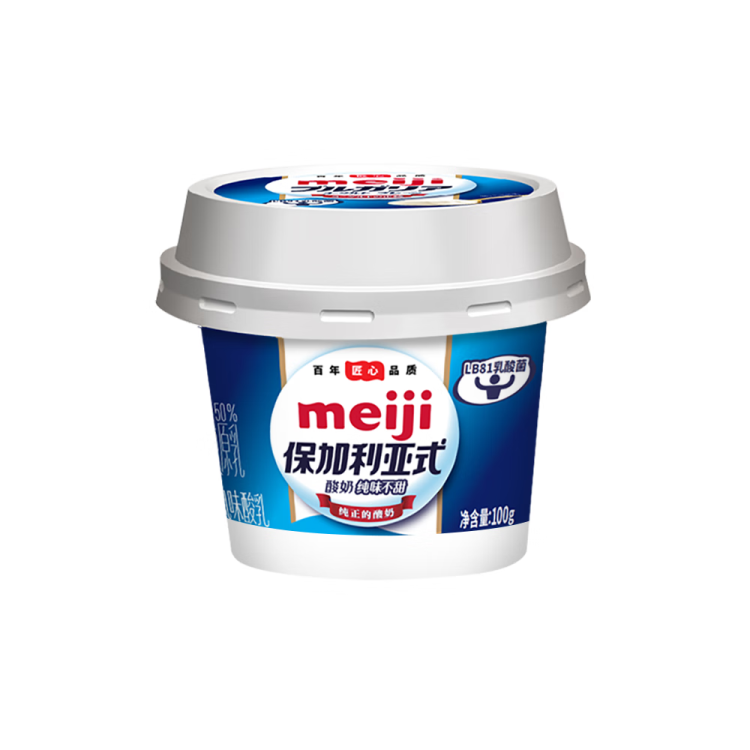 明治meiji 保加利亞式酸奶 純味不甜100g*4杯低溫酸奶 特選LB81乳酸菌 菜管家商品