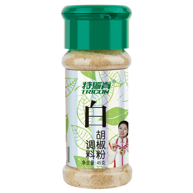 特瑞肯（TRICON）白胡椒面胡椒粉燒烤炒菜涼拌煲湯烘焙牛排火鍋烤串調(diào)味品45g送禮 菜管家商品