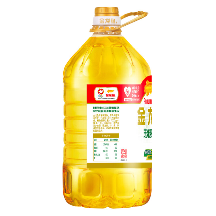 金龍魚 食用油 非轉(zhuǎn)基因壓榨一級玉米胚芽油4L(新老包裝隨機(jī)發(fā)貨) 光明服務(wù)菜管家商品