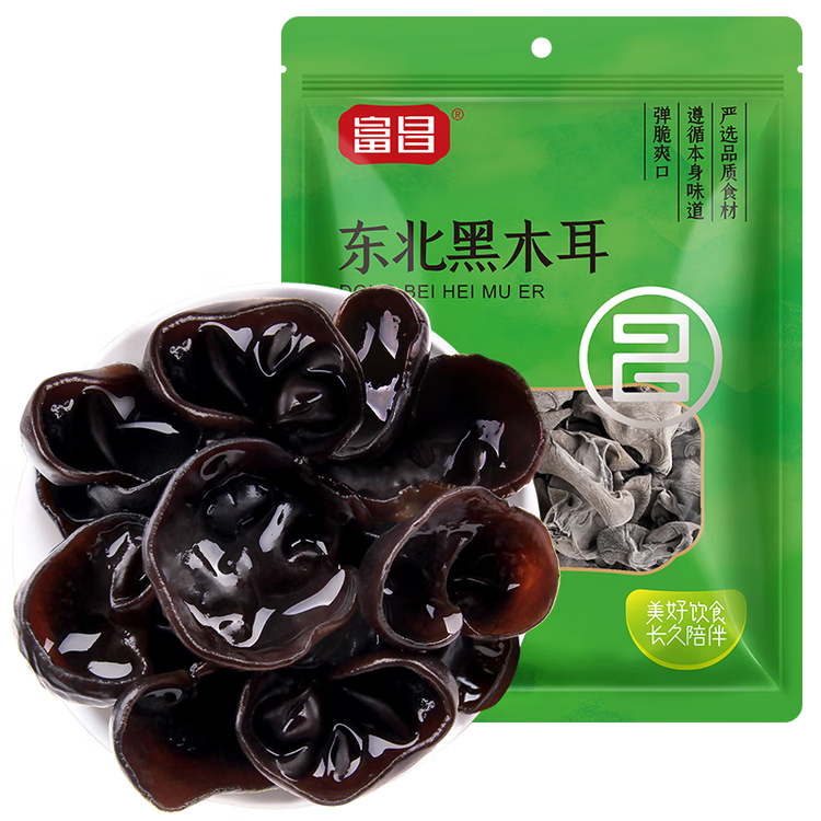 富昌东北黑木耳300g 肉厚无根木耳煲汤炒菜凉拌火锅材料特产山珍干货 菜管家商品