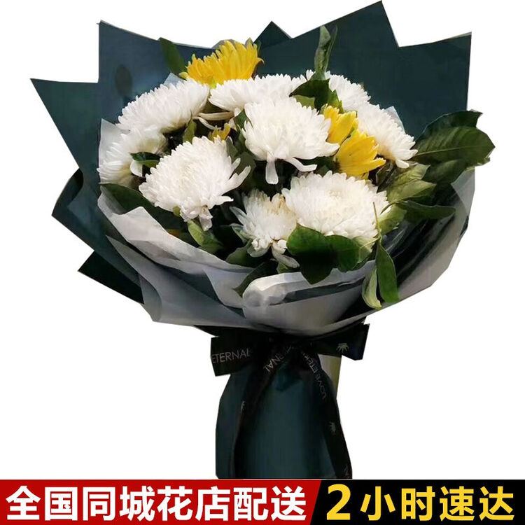 颖思韵清明节菊花鲜花花束11朵黄白菊花扫墓祭奠追悼鲜花篮花圈悼念北京上海深圳等全国同城速递花店音容宛在 11朵黄白菊花花束 图片价格品牌评论 京东