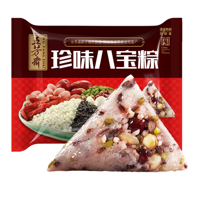 五芳齋 速凍珍味八寶粽 100g*5只 嘉興粽子甜粽端午粽子早餐食品 菜管家商品