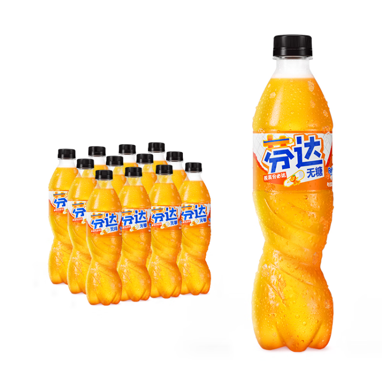 可口可乐（Coca-Cola）芬达 Fanta 无糖零卡橙味汽水饮料500ml*12瓶 整箱装 菜管家商品 商品图