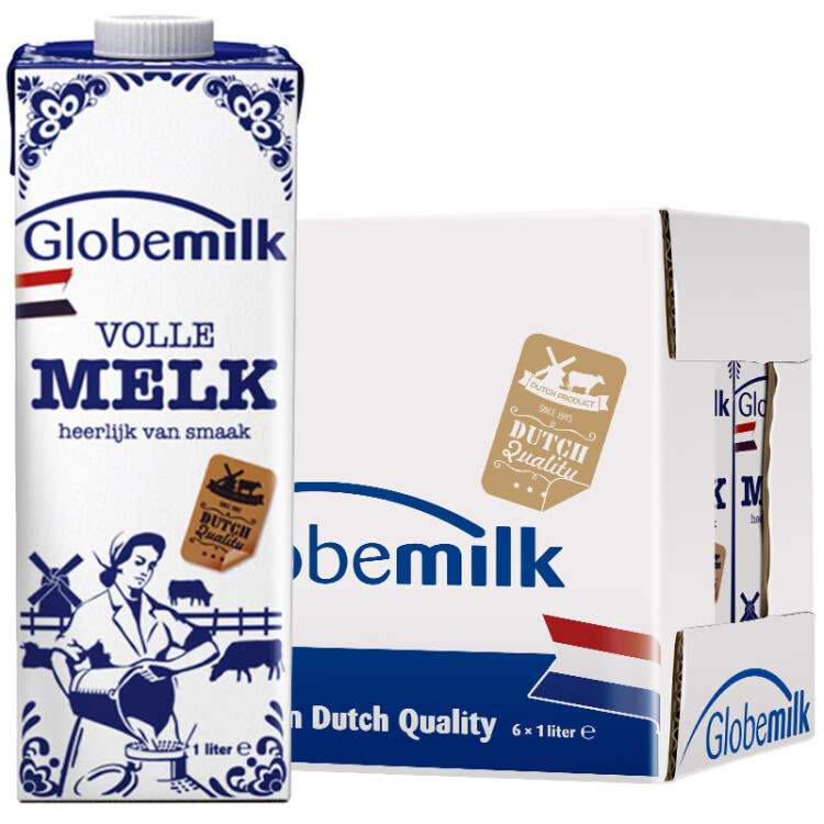 荷高（Globemilk）荷兰原装进口 3.7g优乳蛋白全脂纯牛奶 1L*6 营养高钙早餐奶 光明服务菜管家商品 
